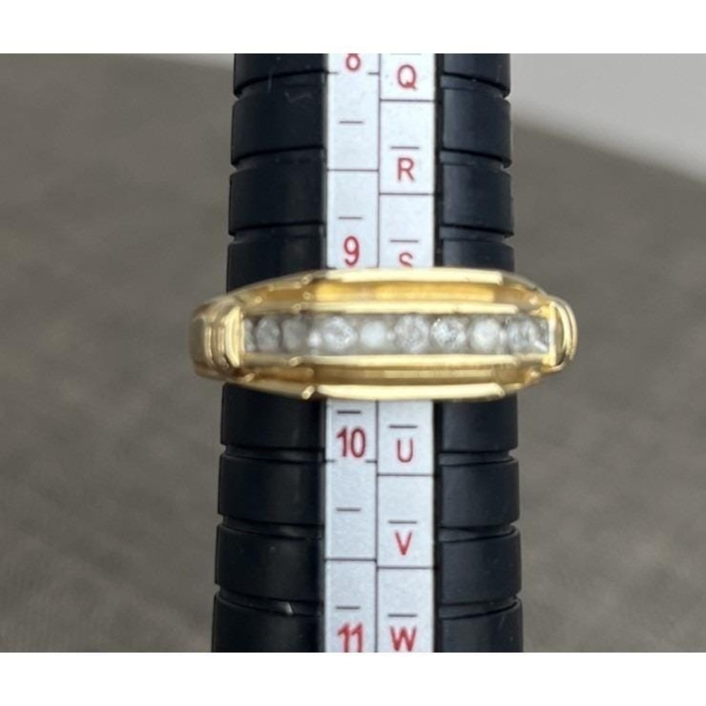 Mens Diamond Ring 10K Yellow Gold DAD Accent Size 9.5‎ Father Birthday 4 Grams - Picture 3 of 10